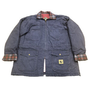 Berne Heavy Work Duck Canvas Chore Coat Jacket Womens Large Pockets Blue